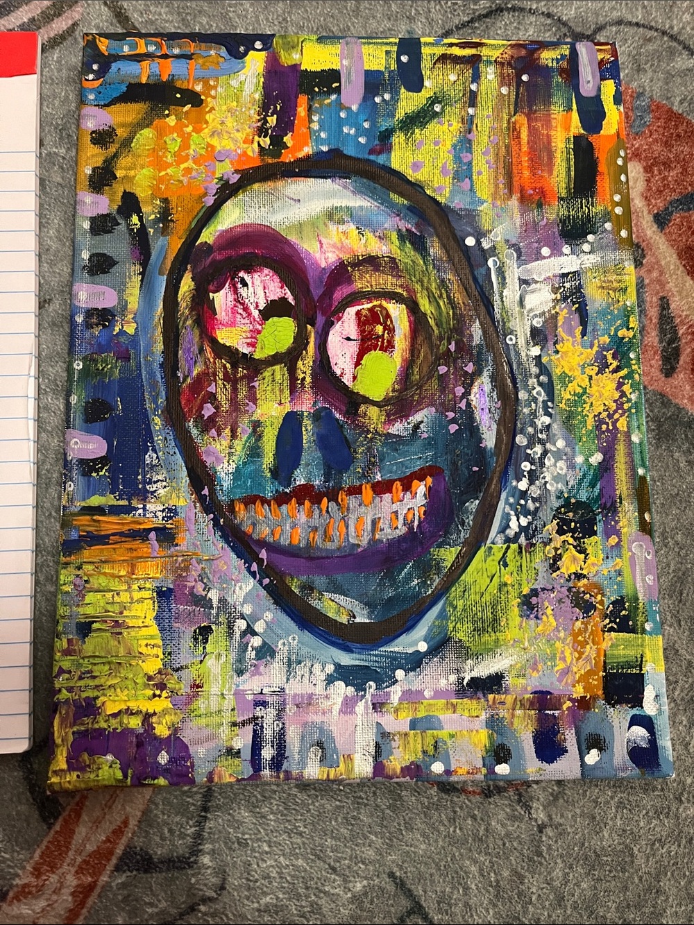 Abstract Colorful Skull Canvas Art - Multicolor
